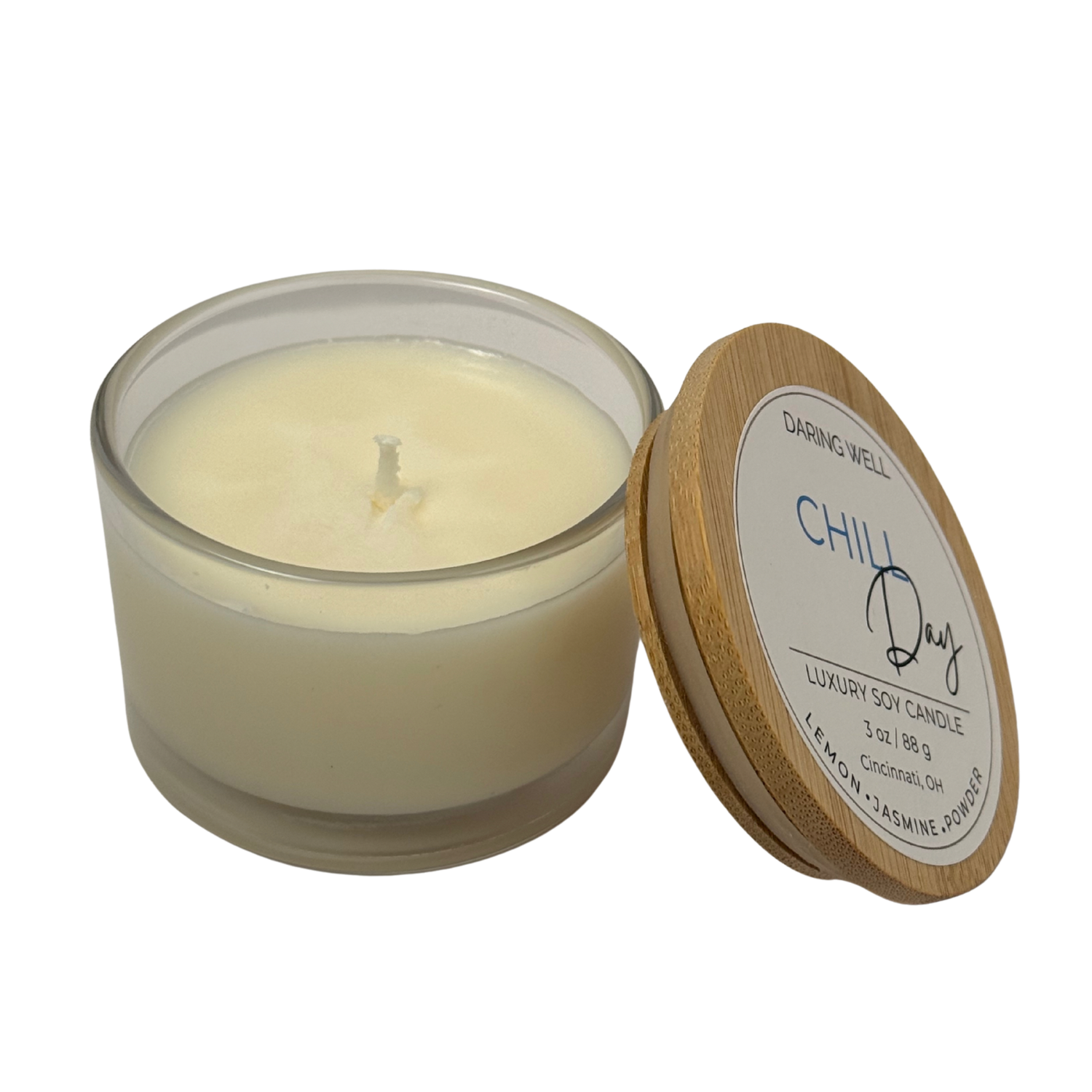 Chill Day – 100% Soy Wax Candle with Bamboo Lid (Small, 88 g)