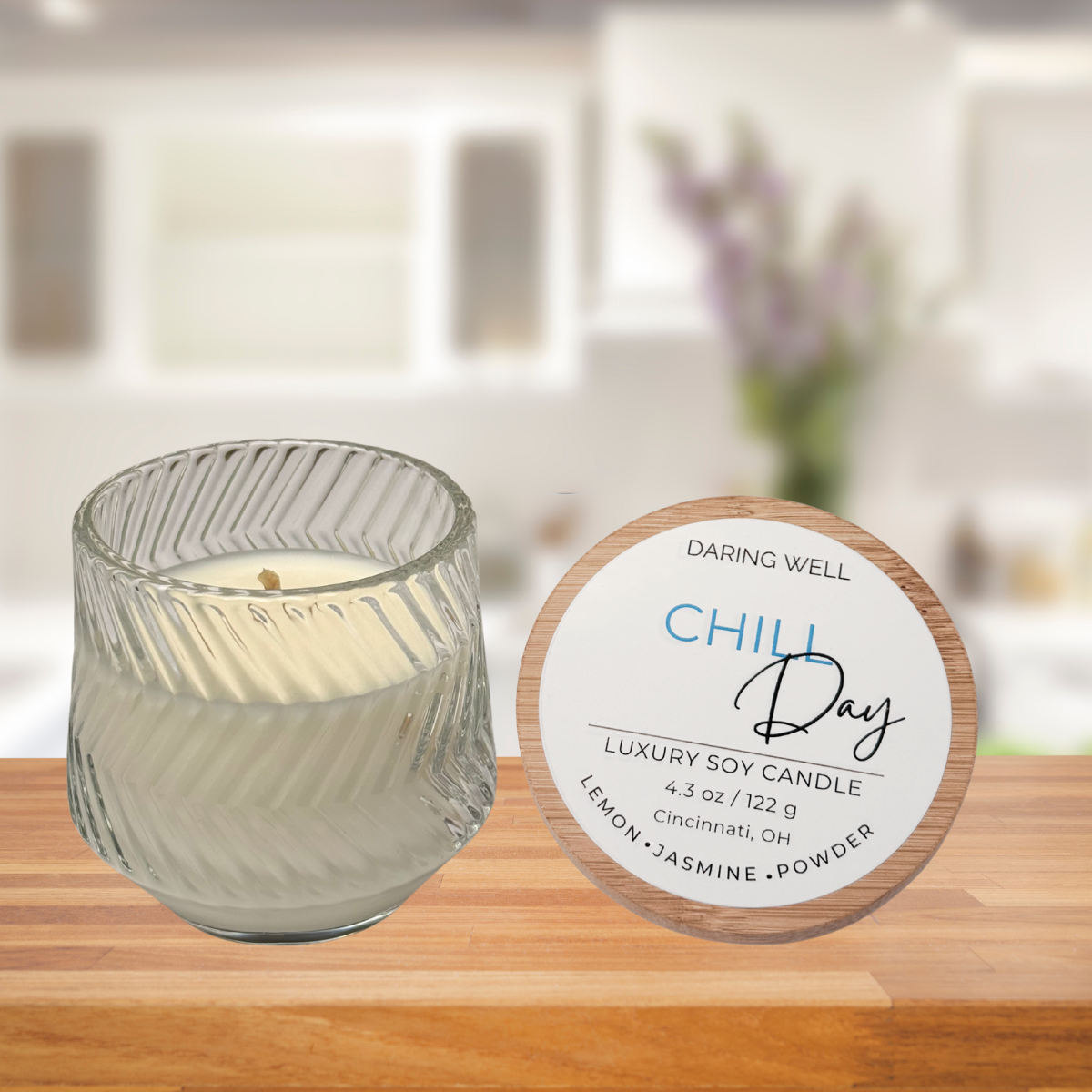Chill Day – 100% Soy Wax Candle with Bamboo Lid (Medium, 122 g)