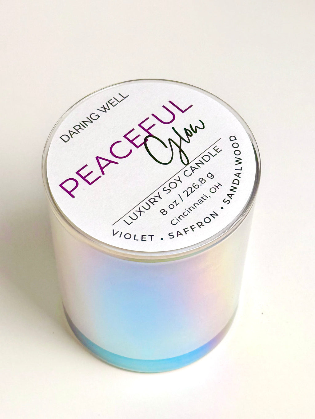 Peaceful Glow – 100% Soy Wax Candle with Lid (Large, 226.8 g)