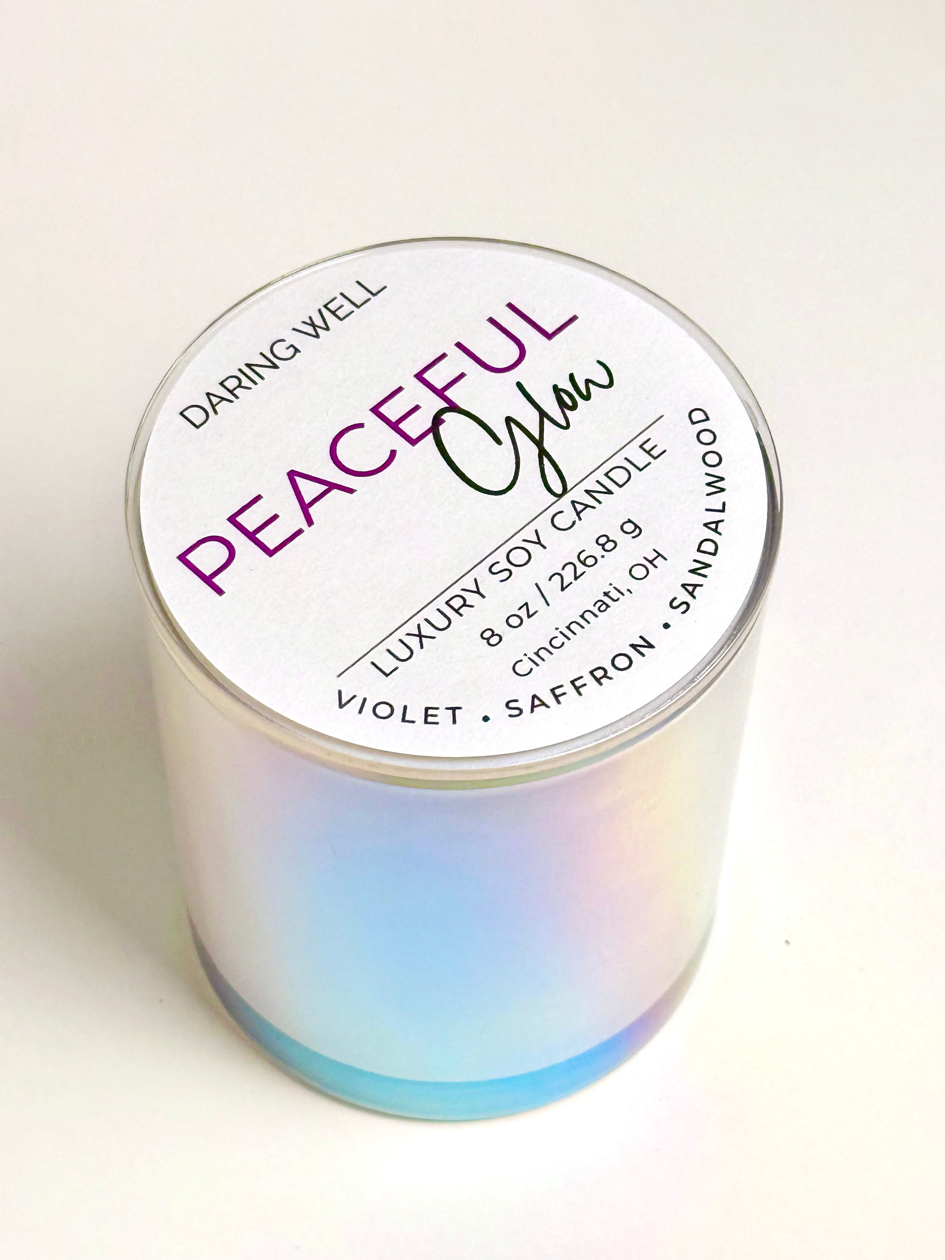 Peaceful Glow – 100% Soy Wax Candle with Lid (Large, 226.8 g)