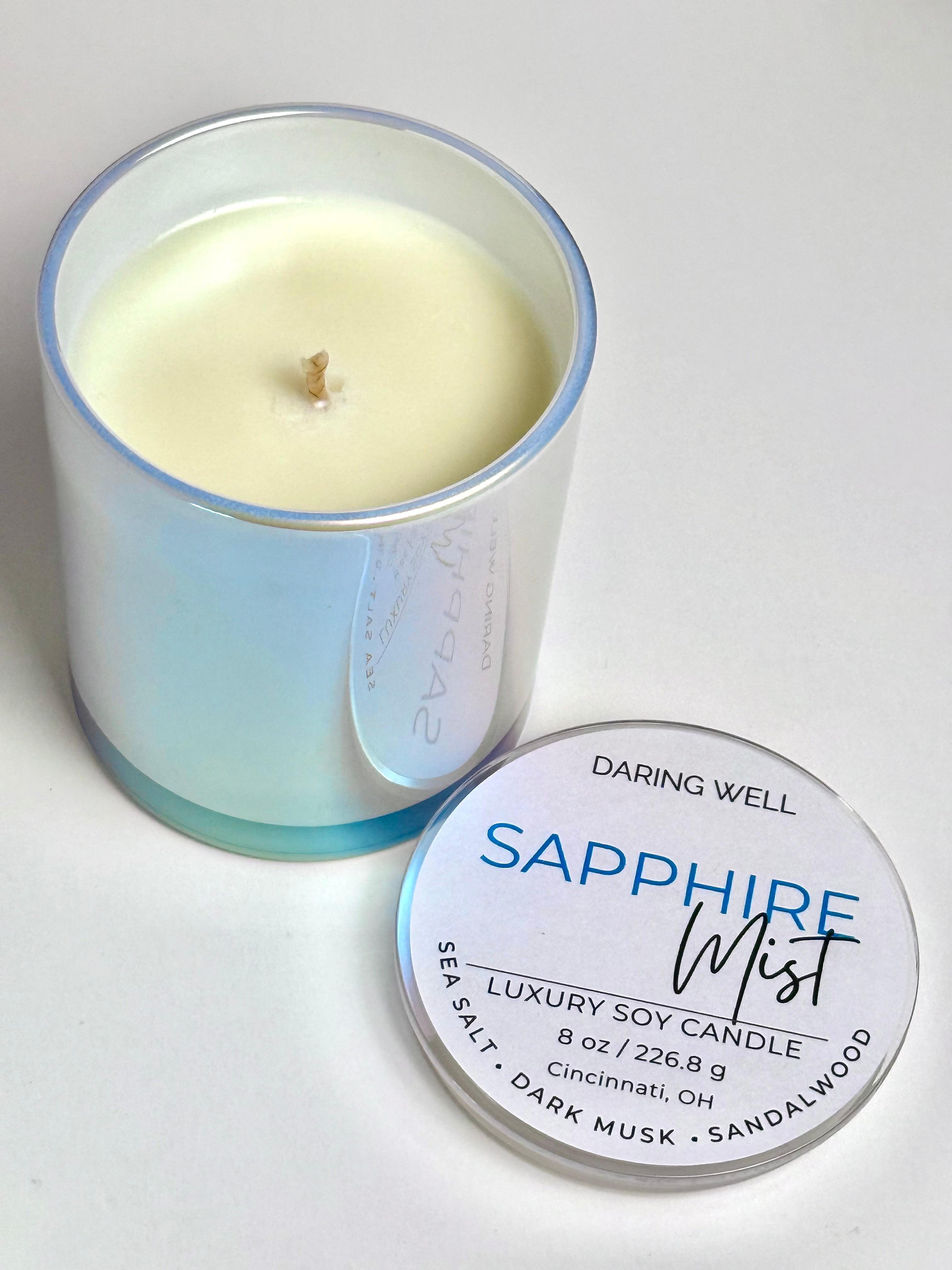 Sapphire Mist – 100% Soy Wax Candle with Lid (Large, 226.8 g)