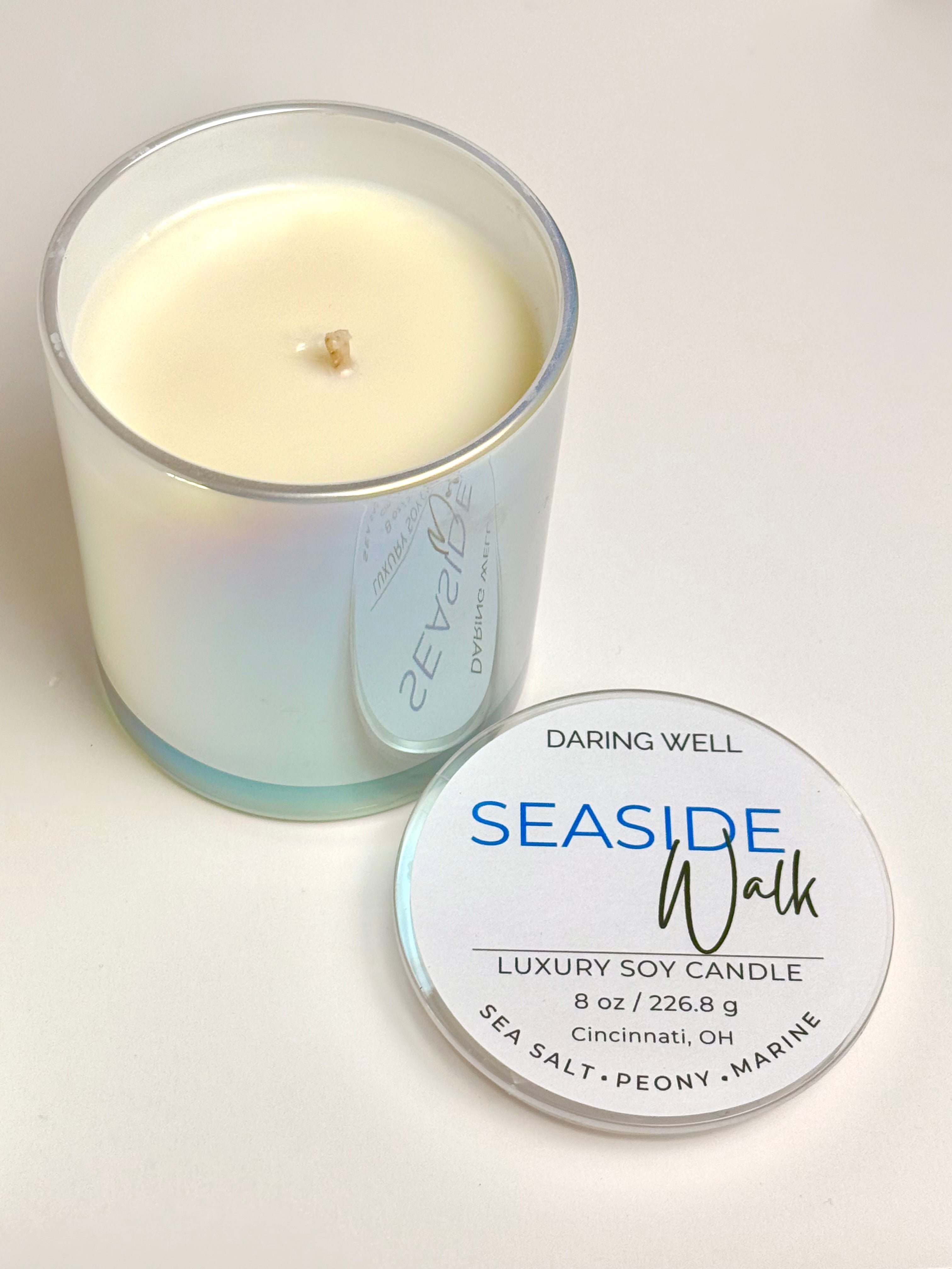 Seaside Walk – 100% Soy Wax Candle with Lid (Large, 226.8 g)