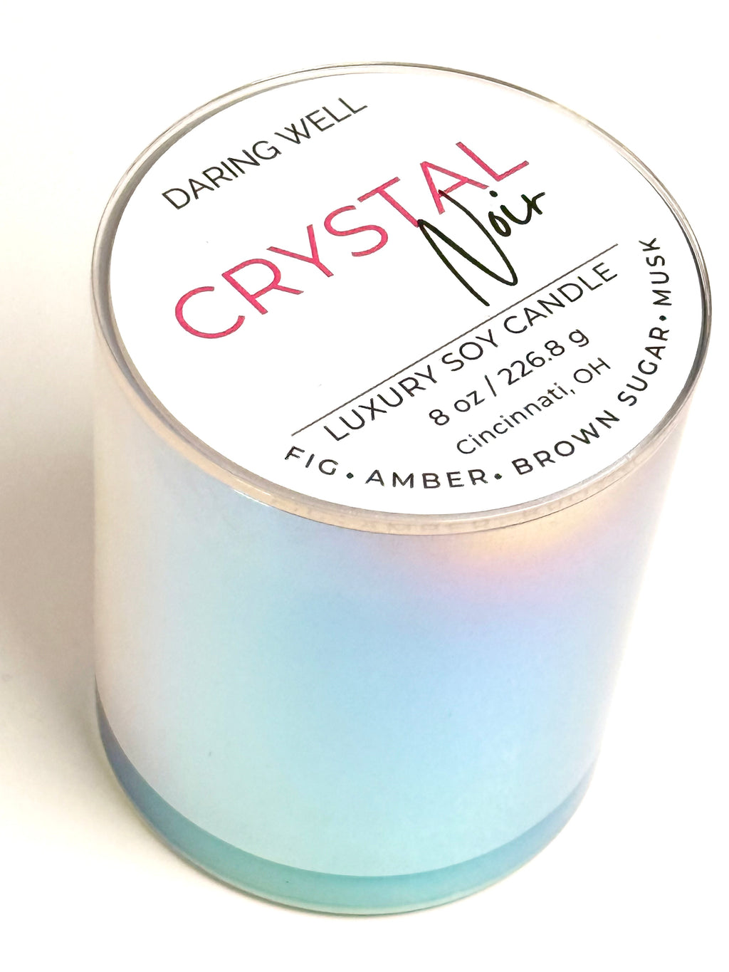 Crystal Noir – 100% Soy Wax Candle with Lid (Large, 226.8 g)