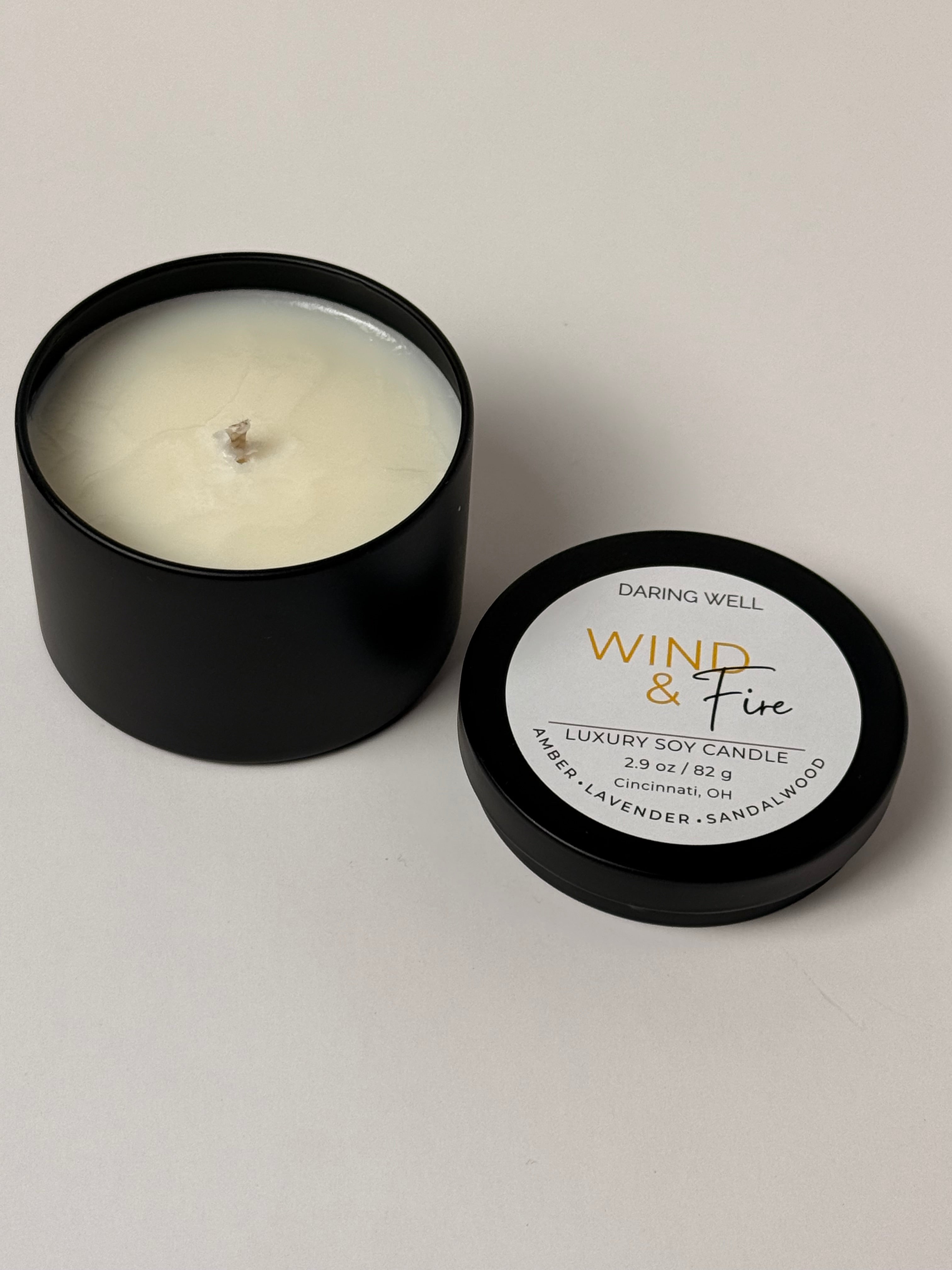 Wind & Fire  – 100% Soy Wax Tin Candle (Small, 82 g)