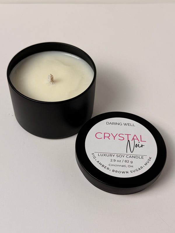 Crystal Noir  – 100% Soy Wax Tin Candle (Small, 82 g)