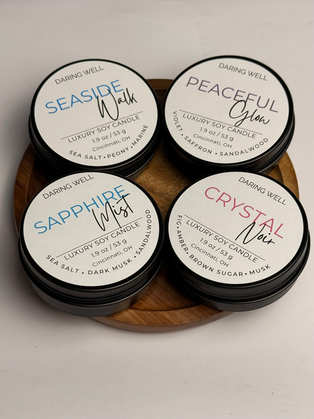 Signature Soy Candle Collection - Sample Set of 4, 1.9 Ounce each tin